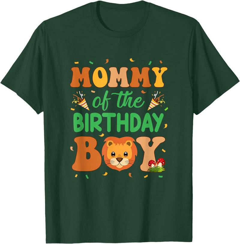 Mom Birthday Boy Family Matching Lion Mommy Of The Birthday Boy Lion Family Party Decorations T-Shirt - Dark Green