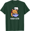 Hamster, Ham-stir Funny Jokes Sarcastic T-Shirt - Unisex-Adults & Kids - Black - Small - Short Sleeve - Cotton Blend - Classic Fit - Crew Neck - T-Shirt - Dark Green