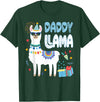Family Matching Llama Birthday Party Supplies Daddy Llama Dad Of The Birthday Boy Girl Llama Birthday T-Shirt - Dark Green
