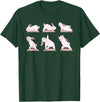 Cute Bunny Yoga Rabbit Poses and Meditation Funny T-Shirt in Dark Green