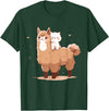 Funny Llama Alpaca Animal Lover Gifts Clothing Llama Alpaca Cat T-Shirt - Dark Green