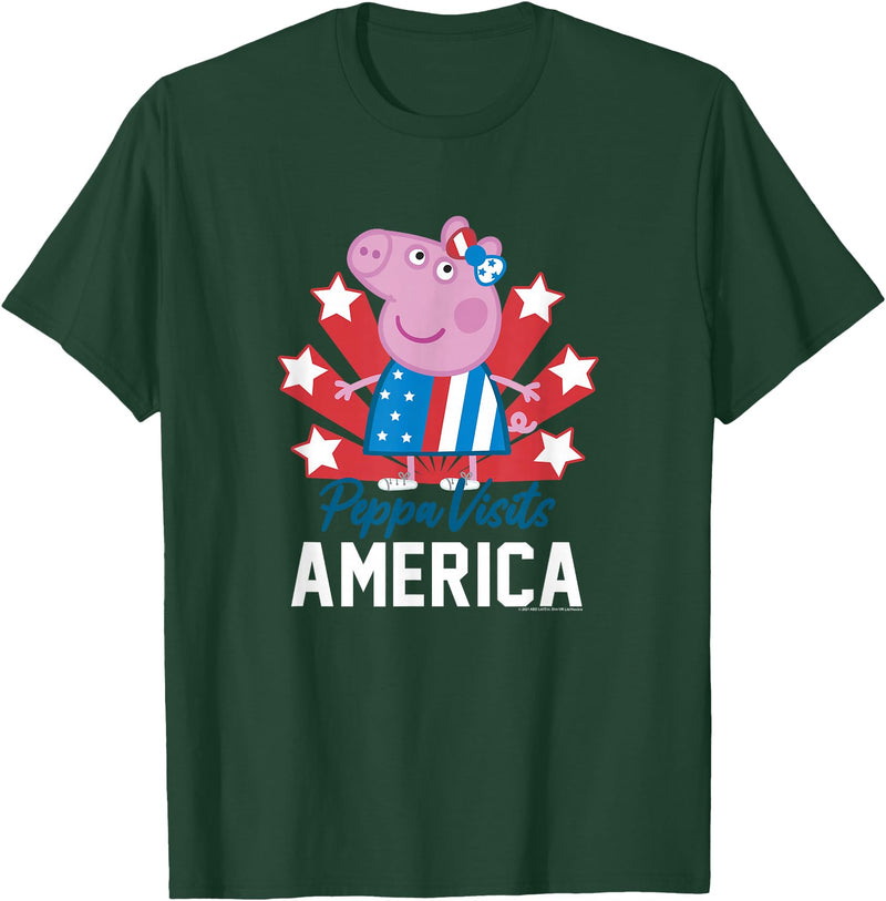 Peppa Pig Visits America Peppa Portrait T-Shirt - Dark Green