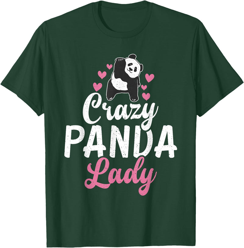 Panda Gifts and Acessories Crazy Panda Lady Panda Bear Lover T-Shirt - Dark Green