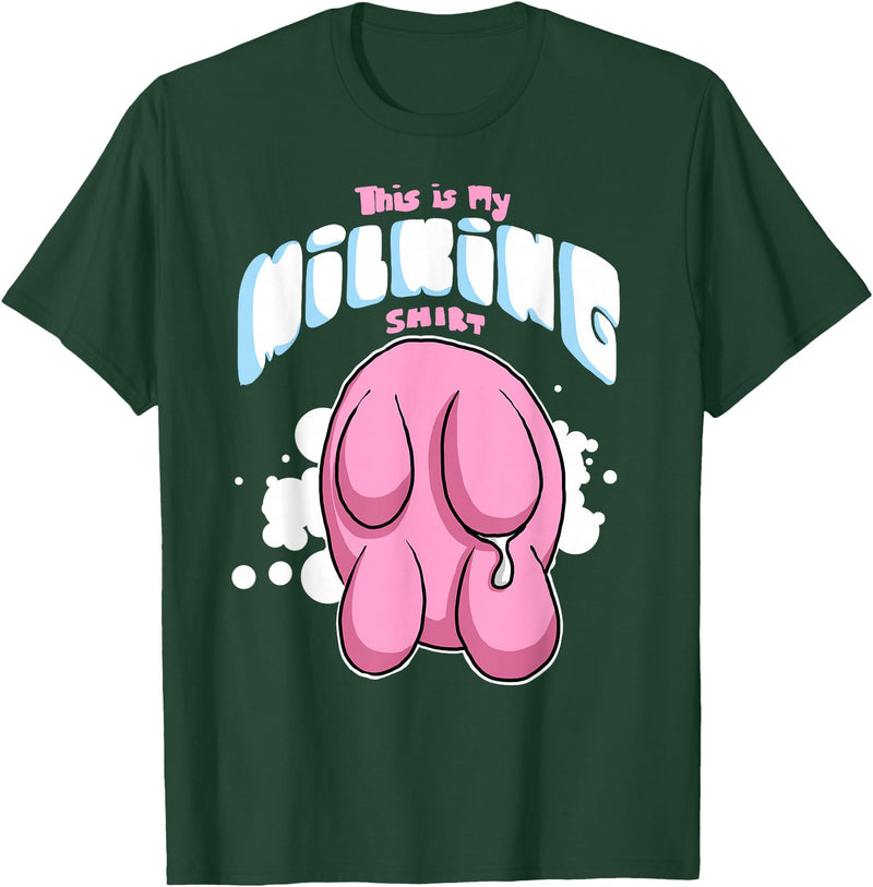 Eliaac Funny Dairy Farmers Milking Cows Womens This is My Milking Top Dairy Farming Cows Udders T-Shirt - Dark Green