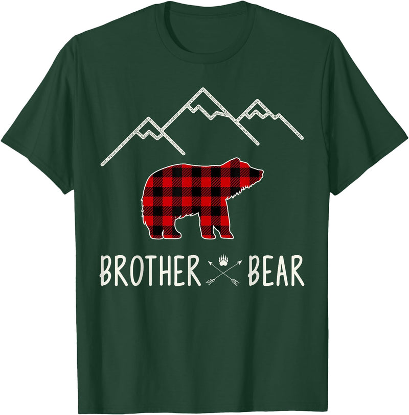 Zum2 Mama Bear Gifts Mama Bear Gift - Buffalo Plaid Brother Bear T-Shirt - Dark Green