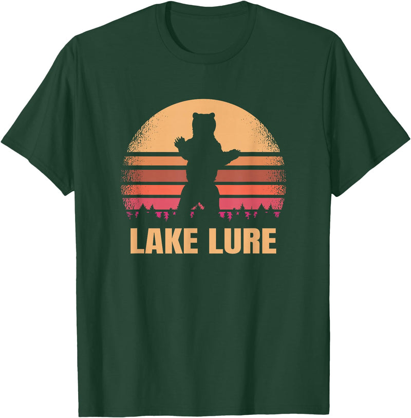 Lake Lure North Carolina Vintage NC Retro 80s Co. Lake Lure North Carolina Vintage Bear NC Distressed 80s T-Shirt - Dark Green