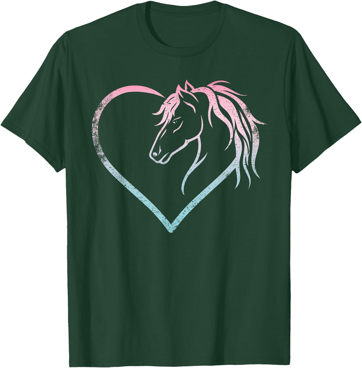 Horse Girl Designs Women I Love My Horses Riding Heart With Horse Head For Horseback Riding Horse T-Shirt - Dark Green