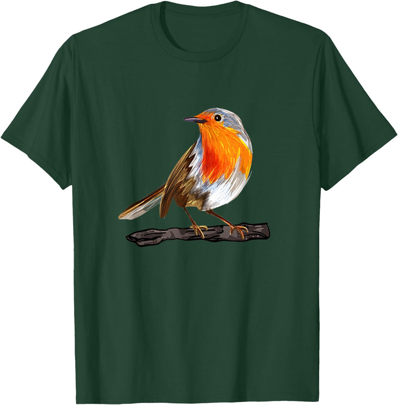 Robin Bird Ornithology Nerd Birding Watcher Robin Bird T-Shirt - Dark Green