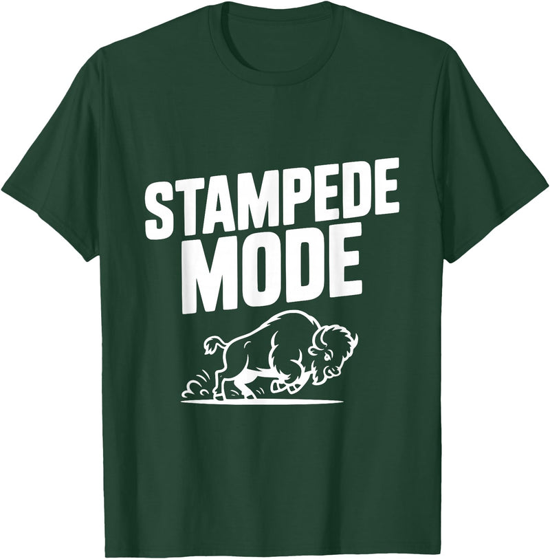 Fraxoweb Stampede Mode Buffalo for Animal Lovers T-Shirt - Dark Green