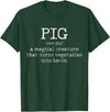We Love Bacon - Chef Apparel & Gifts We Love Bacon Bacon Pig Definition Chef Funny Gift T-Shirt - Dark Green