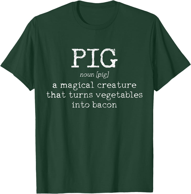 We Love Bacon - Chef Apparel & Gifts We Love Bacon Bacon Pig Definition Chef Funny Gift T-Shirt - Dark Green