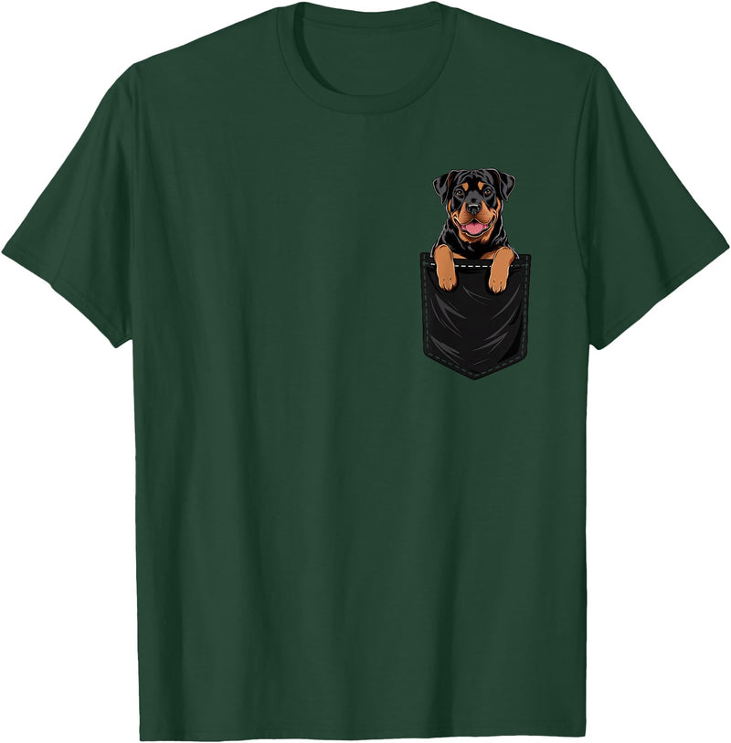 RottweilersBests Funny Rottweiler In Pocket Dog Mom Dad T-Shirt - Dark Green