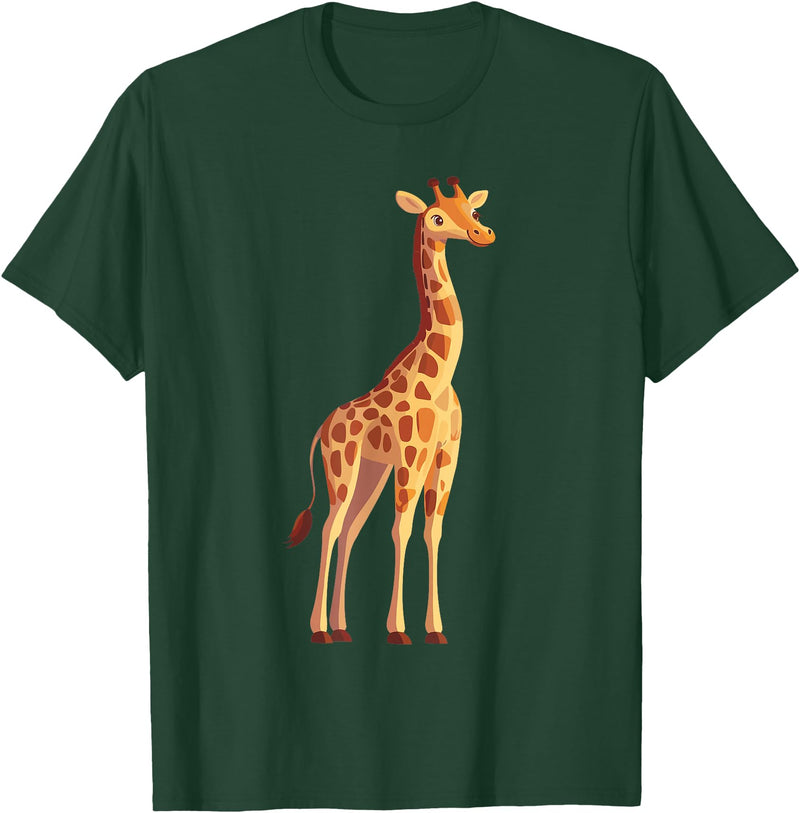 Giraffe and Zookeeper Design Giraffe T-Shirt - Dark Green