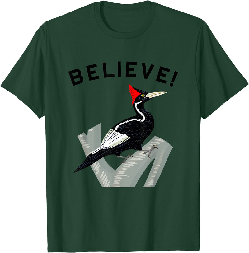 Birdwatching Gifts for Birders Endangered Ivory-Billed Woodpecker T-Shirt - Dark Green