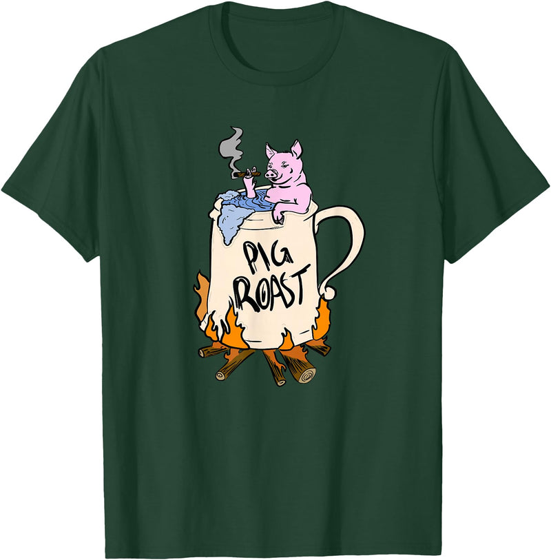 Funny animal pig roast party clothing and apparel Funny Pig Spit Roast BBQ Party Grill Master Gift T-Shirt - Dark Green