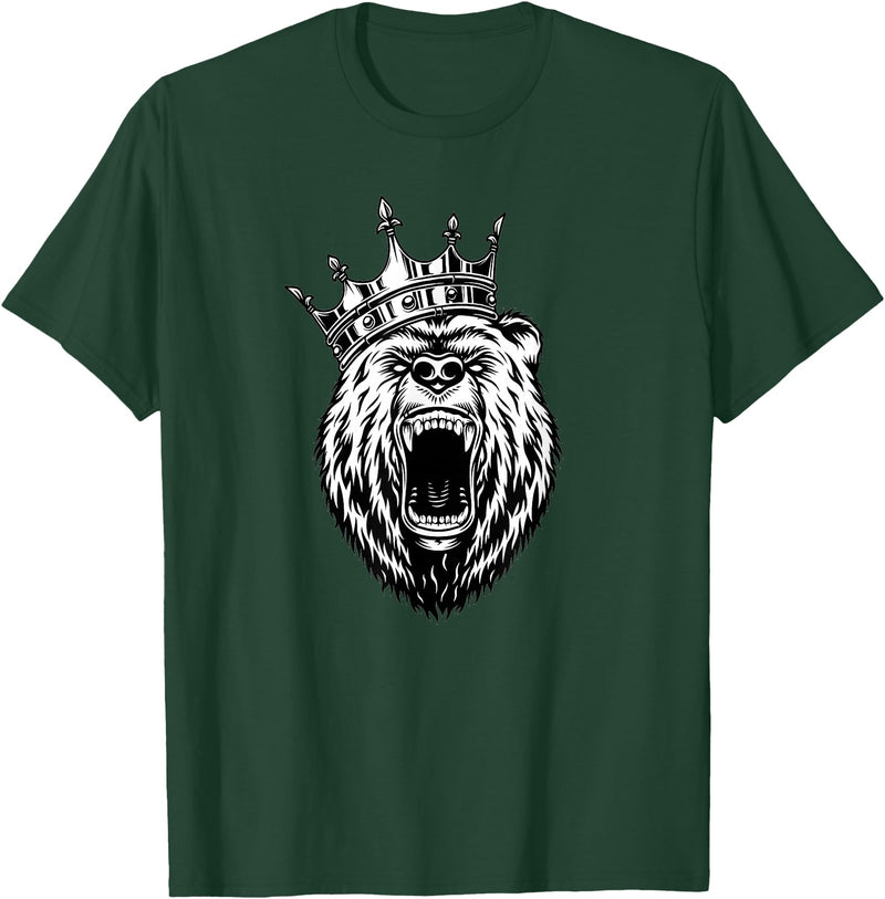 Bear Head - Angry Bear - Bear with a Crown - King of Bears T-Shirt - Dark Green