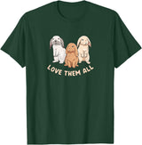 3 Cute Lop Bunnies Love Design for Bunny Owners T-Shirt in Dark Green