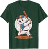 Adorable Polar Bear Baseball Theme Design Cute Polar Bear Playing Baseball Design Adorable Baseball T-Shirt - Dark Green