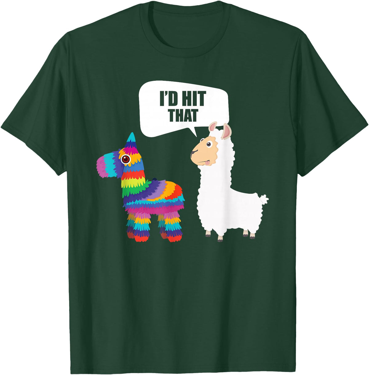 VepaDesigns Cinco De Mayo Shirt Mexican Gift Llama Id Hit That Pinata Mexican Funny Cinco de Mayo Gift T-Shirt - Dark Green