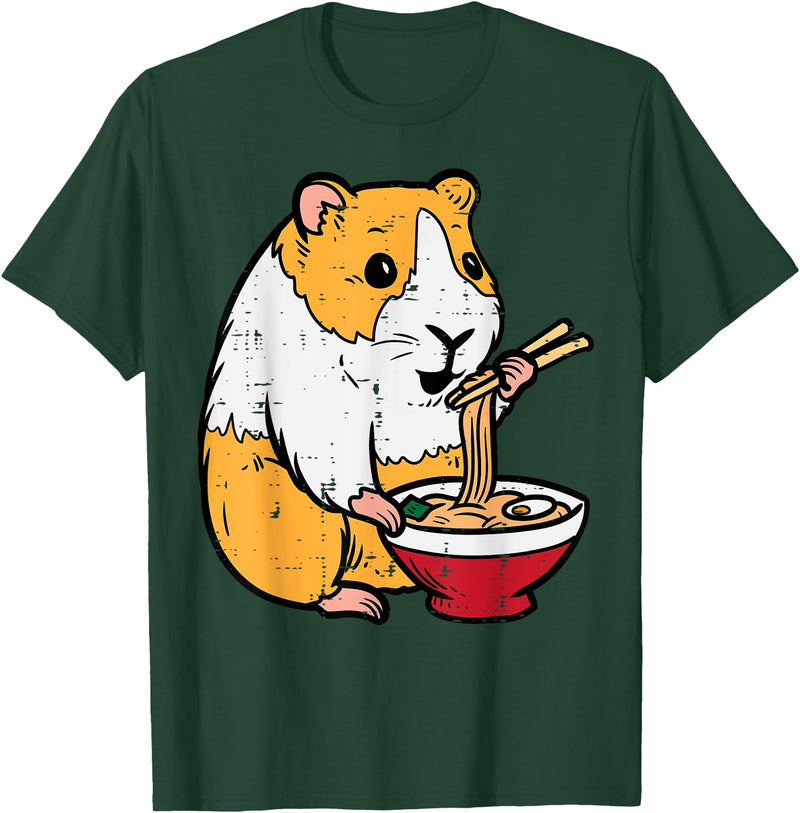 Guinea Pig Shirts For Men Women Kids Gift Guinea Pig Ramen Kawaii Cavy Anime Japanese Men Kids Women T-Shirt - Dark Green