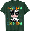 Holy Cow I'm Two 6 6th Birthday Boy Girl Kids Holy Cow I'm Two 6 Years Old 6th Birthday Boy Girl T-Shirt - Dark Green