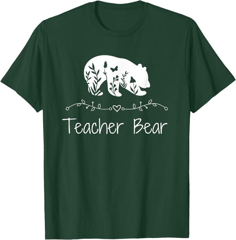 Teacher Bear Funny Teachers back to school Gifts Teacher Bear For Educators - Teacher Appreciation T-Shirt - Dark Green