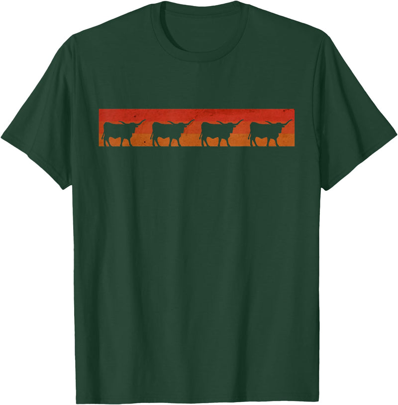 Triple G Mavs Vintage Retro Longhorn Shirt Cow Farm Animal Gift T-Shirt - Dark Green