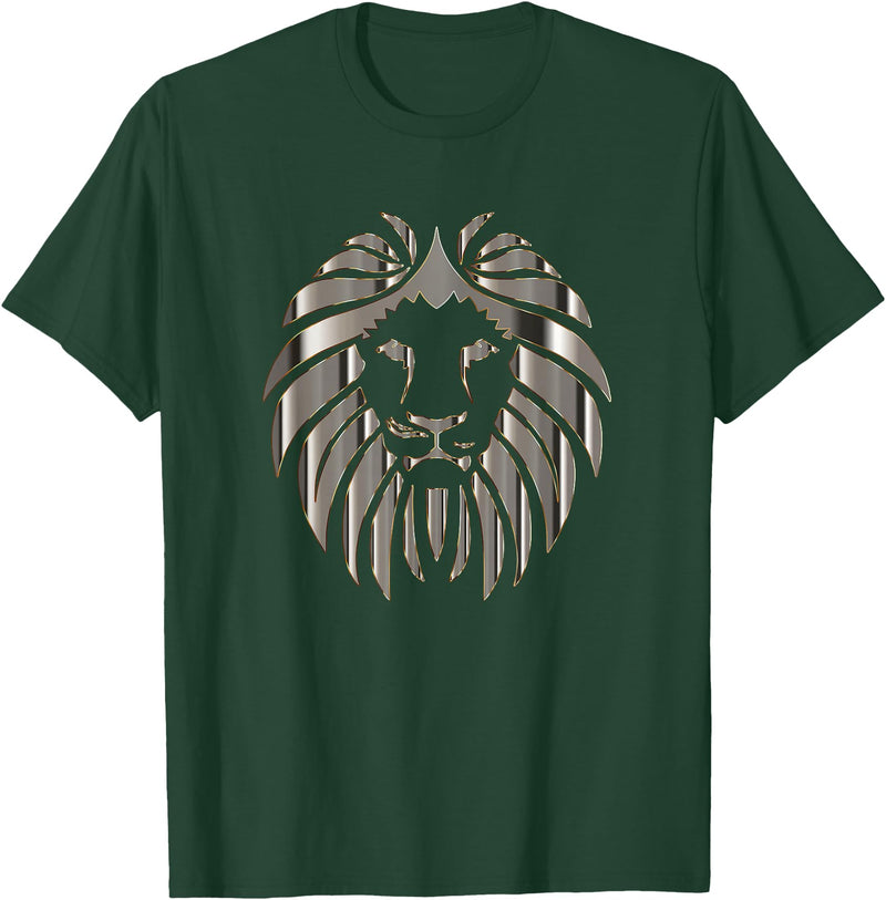 Teeshire Lion Head Tshirts Silver Lion Head Portrait Safari Animal Novelty Gift T-Shirt T-Shirt - Dark Green