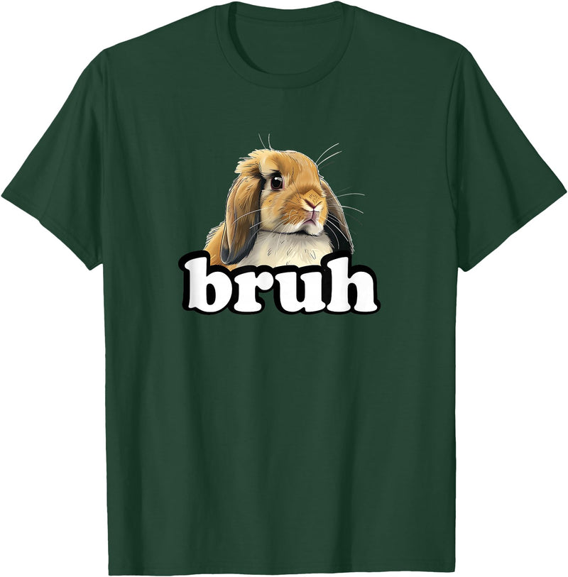 Kids Boys Girls Bruh Mini Holland Lop Bunny Rabbit Lover Hoodie in Dark Green
