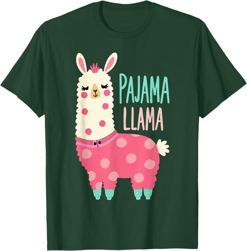 Two Suns Llama Design Lama Pajama T-Shirt - Dark Green