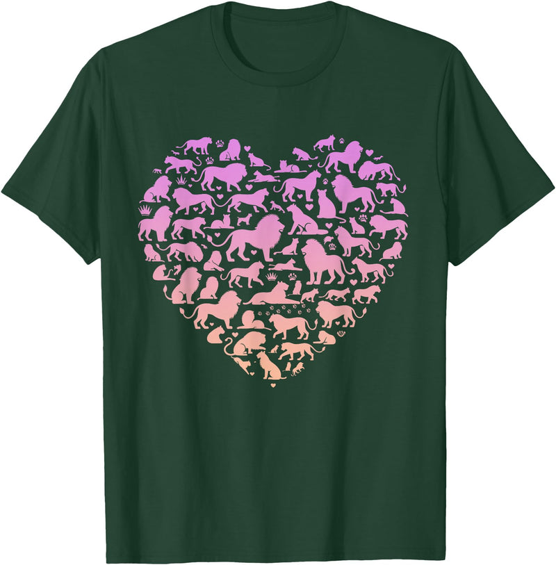 Girls Lion Design Silhouette Lions Design for Lion Lover | Girls Lion T-Shirt - Dark Green