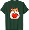 Cute Hamster Funny Valentines Heart Lover Men Women Kids T-Shirt - Dark Green