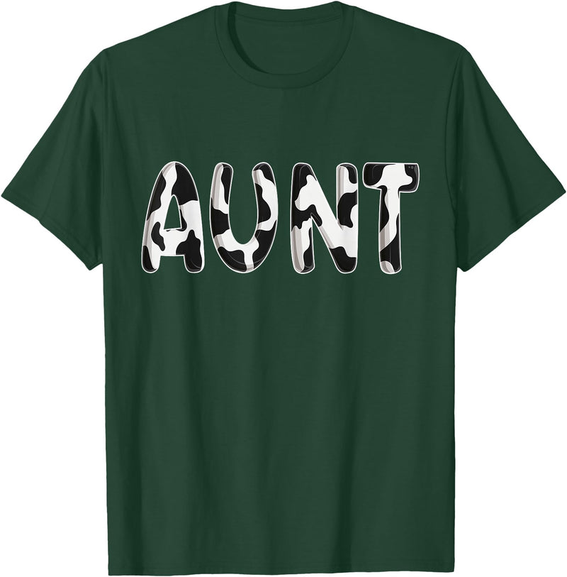 Cow Pattern Print Family Matching Birthday Shirts Cow Aunt Birthday Family Matching Mothers Day Boy Girl Farm T-Shirt - Dark