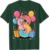 3rd Girls, Boys Pig 3 Birthday Pig 3rd birthday for boy girl 3 years old third three Pig T-Shirt - Dark Green