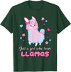 Just A Girl Who Loves Llamas BW Art Llama Girl Shirt Just A Girl Who Loves Llamas Cute T-Shirt - Dark Green