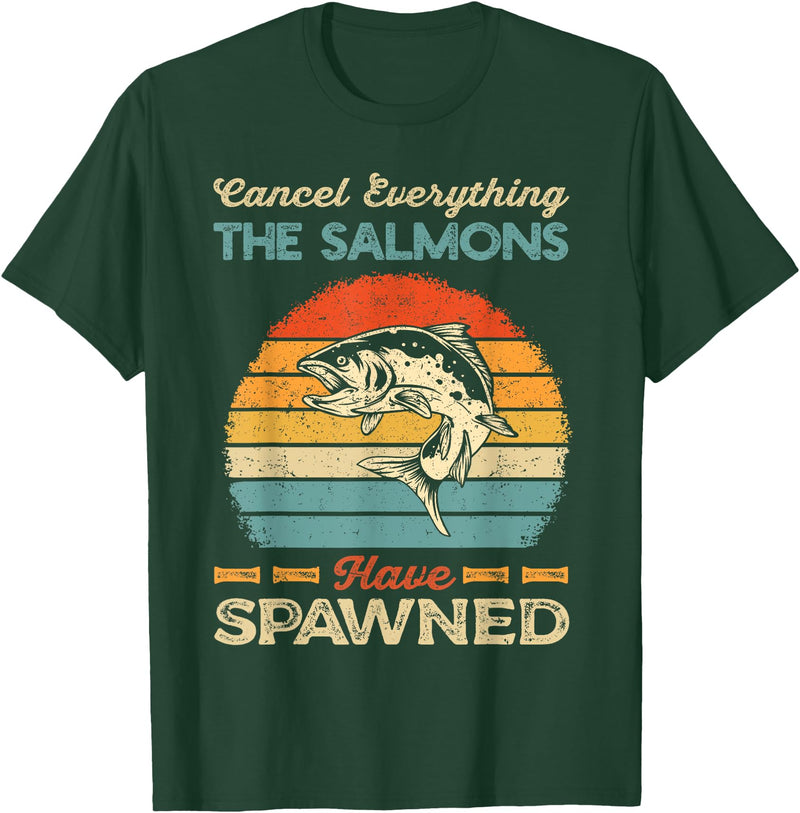 Cool Salmon Fishing Recreational Saltwater Apparel Fishing Salmon Spawning Angling Smolt Fish Salmonidae Hobby T-Shirt - Dark Green