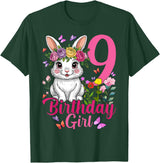 9th Birthday Rabbit Bunny Nine Finally 9 Birthday Bunny T-Shirt in Dark Green