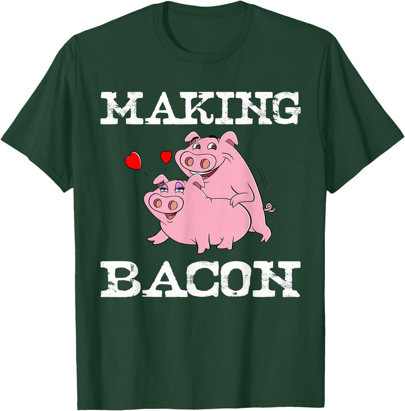 Funny Bacon Tee Gifts for Men Women Funny Pigs Making Bacon Tee Cute Pork Breakfast Tee Women T-Shirt - Dark Green