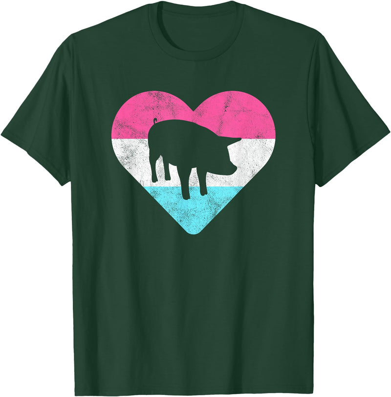 Retro Vintage Animal and Pet Gifts Retro Vintage Pig Gift for Women or Girls T-Shirt - Dark Green