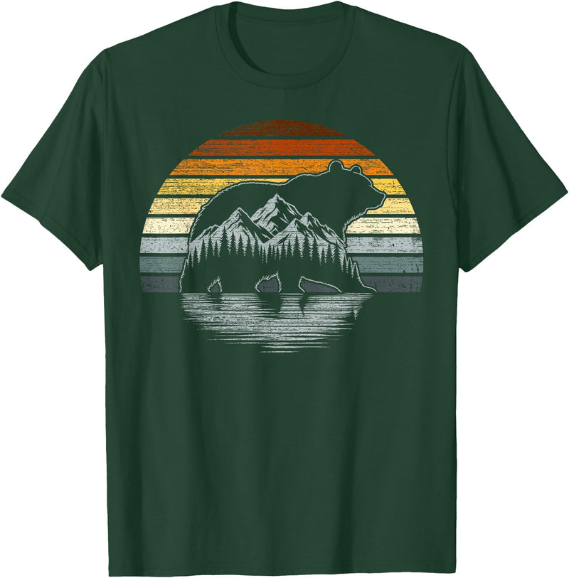 Bear Community Bear Brotherhood Gay Men Gifts Bear Pride Retro Mountain Nature Gay Bear Flag T-Shirt - Dark Green