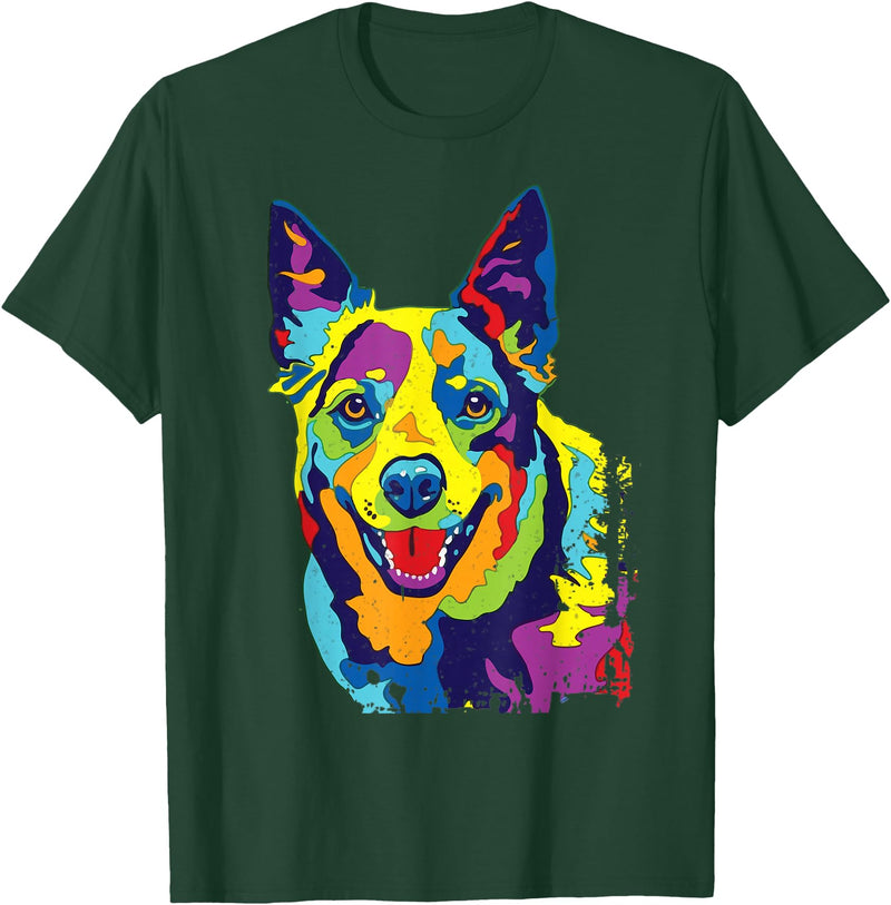 Funny Dog Lover Shirts Cattle Dog Shirt Funny Australian Cattle Dog Pop-Art Shirt T-Shirt - Dark Green