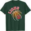 LIONS TEES CO Lions Basketball Red Lion Pride School Spirit Lion Mascot T-Shirt - Dark Green