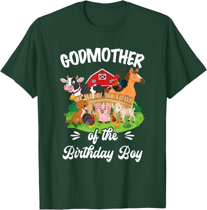 Vintage Retro Birthday Godmother Of The Birthday Boy Party Cow Farm 1St Birthday T-Shirt - Dark Green