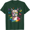Funny Llama Lover Graphics Cute Llama with Sunglasses Animal Art Graphic Funny Alpaca T-Shirt - Dark Green