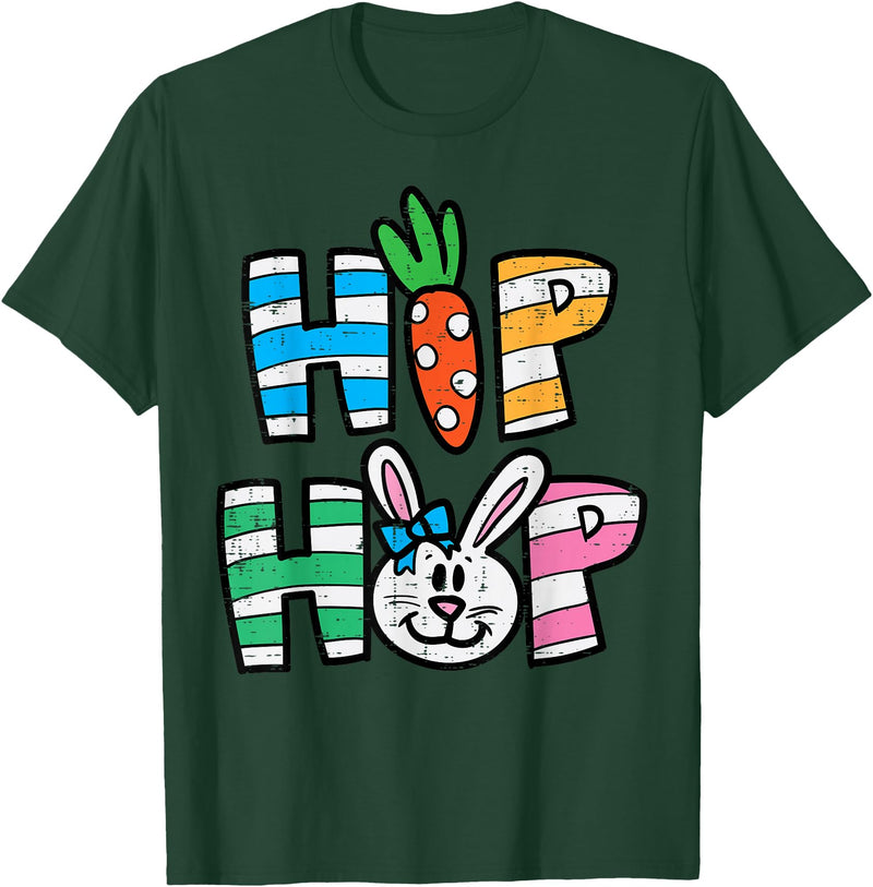 Easter Hip Hop Carrot Bunny Rabbit Boys Girls Kids Toddler T-Shirt in Dark Green