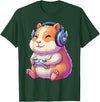 Funny Cute Hamster Gamer Adorable Video Game Animal Design T-Shirt - Dark Green