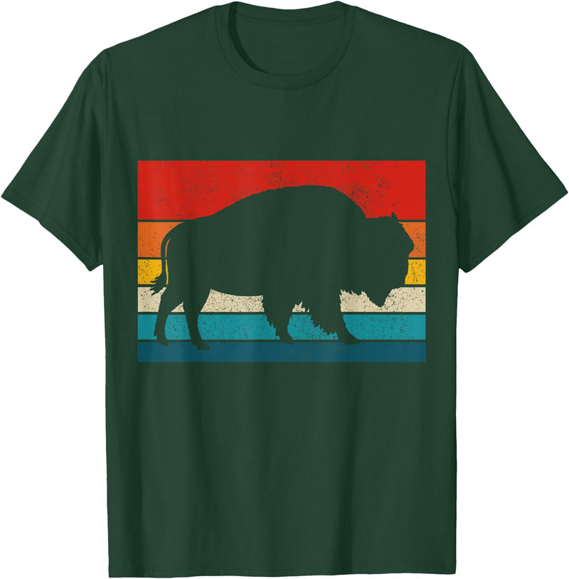 We Love Bison Bison Retro American Buffalo National Park Vintage T-Shirt - Dark Green