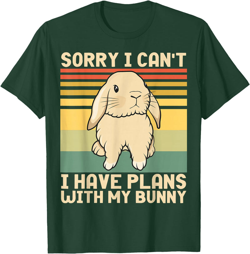 Funny Easter Rabbit Sorry I Can't I Have Plans with My Bunny T-Shirt in Dark Green