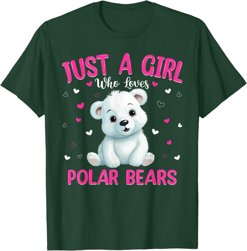 Just A Girl Who Loves Polar Bear Gifts Co. Just A Girl Who Loves Polar Bear Women Girls Cute Polar Bear T-Shirt - Dark Green