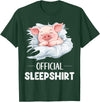 Cute Sleeping Pig Nightgown Sleepwear Pajama Official Sleepshirt Cute Sleeping Pig Animal Lovers Pajama T-Shirt - Dark Green